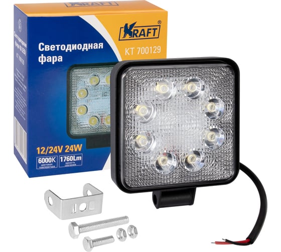 Изображение товара Светодиодная фара KRAFT 8LED 9-60V 24W KT 700129