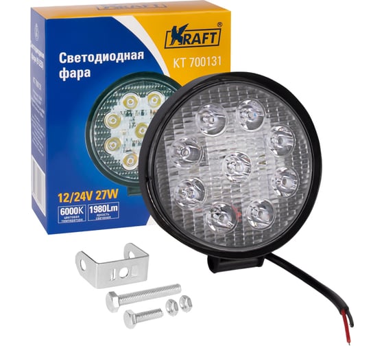 Изображение товара Светодиодная фара KRAFT 9LED 9-60V 27W (круглая) KT 700131