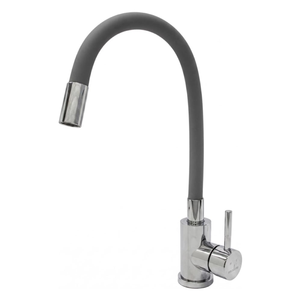 Смеситель для кухни MIXLINE 35k МЛНС-0325Х серый гибкий силиконовый излив, под гайку ХРОМ 558784
