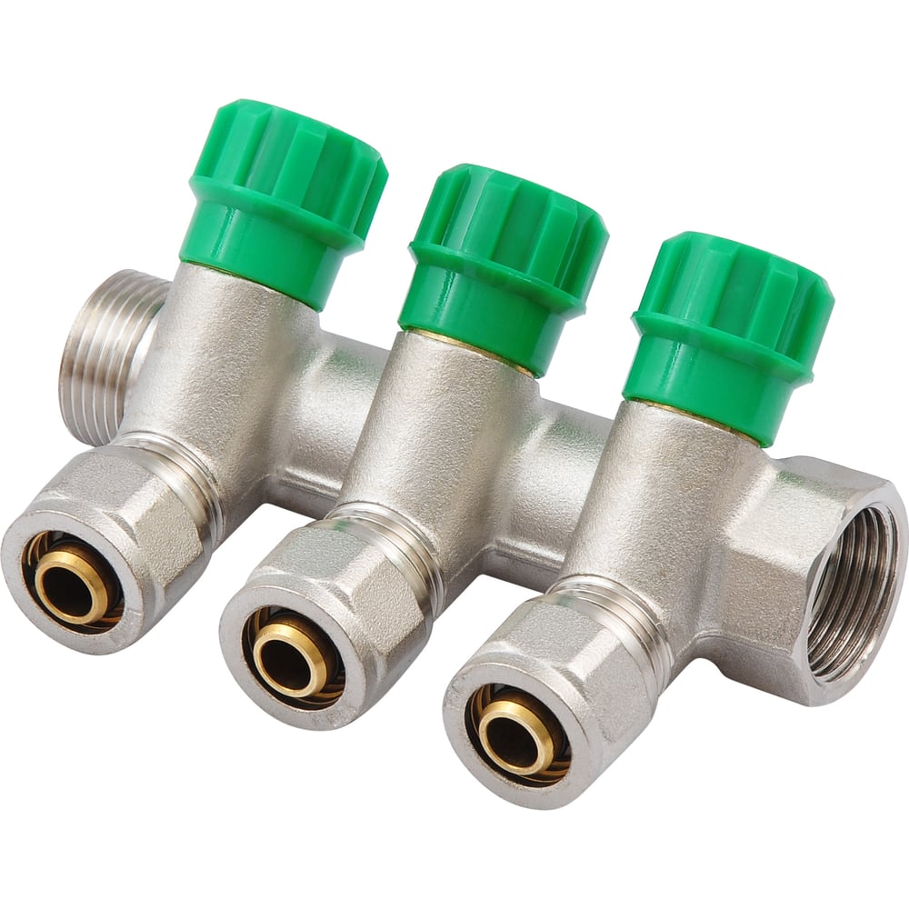 Коллектор SMT 3/4x16x3 с кр., 3 выхода НИКЕЛЬ 1871NY051603