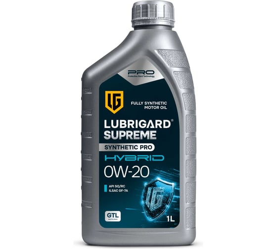 Изображение товара Масло моторное для бензиновых двигателей LUBRIGARD Supreme Synthetic Pro Hybrid SAE 0W-20, 12x1 л LGPSUPSHYB020LPCH12