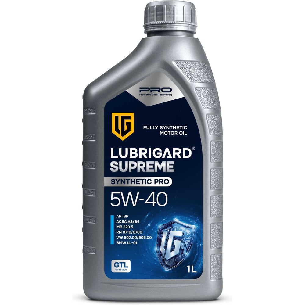 Изображение товара Масло моторное для бензиновых двигателей LUBRIGARD Supreme Synthetic Pro SAE 5W-40, 12x1 л LGPSPMS540SNCH12