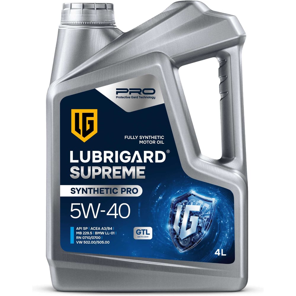 Изображение товара Масло моторное для бензиновых двигателей LUBRIGARD Supreme Synthetic Pro SAE 5W-40, 4x4 л LGPSPMS540SNCH16 Изображение товара Масло моторное для бензиновых двигателей LUBRIGARD Supreme Synthetic Pro SAE 5W-40, 4x4 л LGPSPMS540SNCH16