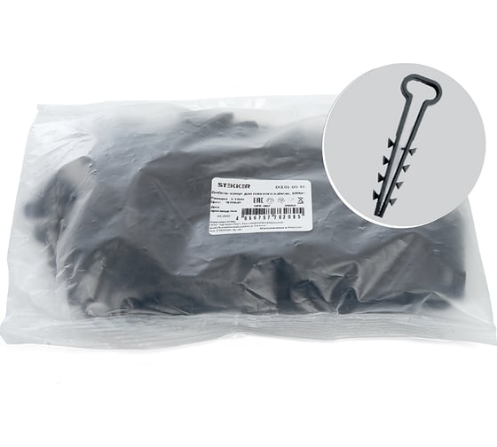 Изображение товара Дюбель-хомут для плоского кабеля STEKKER 5-10 мм, DCL01-05-10, черный, 100 шт. 39860