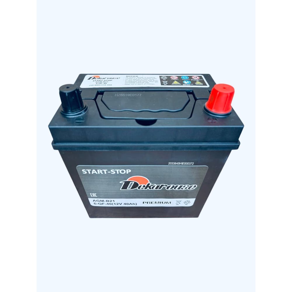 Изображение товара Аккумулятор автомобильный Dekarouse 40 Ач обр. пол. 330 А 200х130х223 (оригинал для автомобилей Voyah, 6-QF-40 (330) AGM-B21 Изображение товара Аккумулятор автомобильный Dekarouse 40 Ач обр. пол. 330 А 200х130х223 (оригинал для автомобилей Voyah, 6-QF-40 (330) AGM-B21