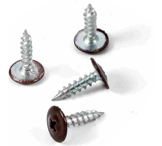 Изображение товара Саморез с пресс-шайбой КВАДРА крашеный, острый конец, 4.2x16, RAL 8017, кор. 100 шт. 801716107100