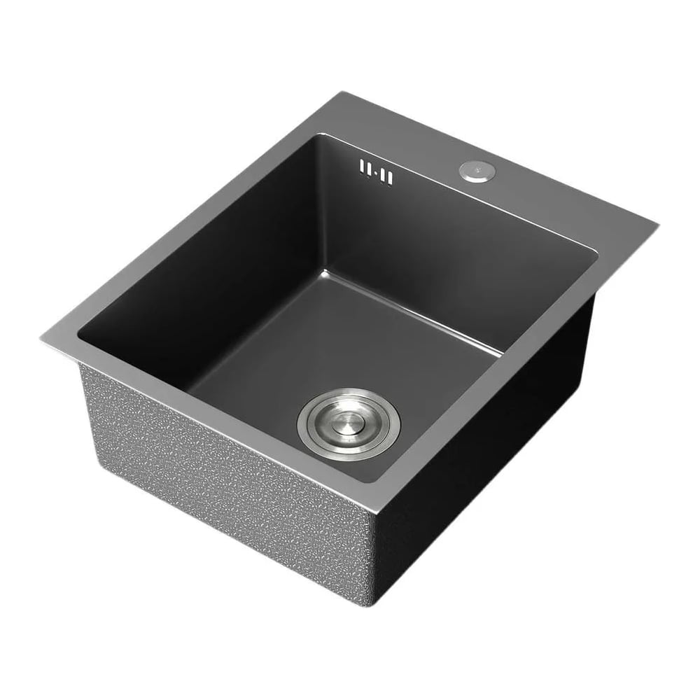 Мойка кухонная из нержавеющей стали Bauedge BAU SOUL КТ4050В NANO BLACK, сифон EASY CLEAN в комплекте KT4050B