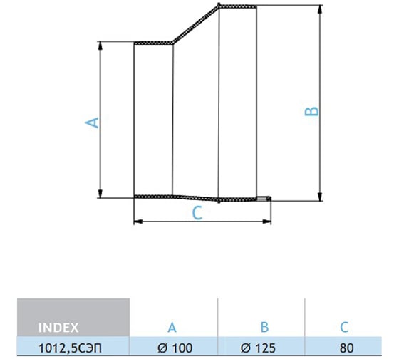 Изображение товара Соединитель круглых воздуховодов эксцентриковый D100/125 мм ВИЕНТО В1012,5СЭП