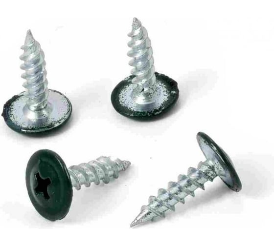 Изображение товара Саморез с пресс-шайбой КВАДРА крашеный, острый конец, 4.2x16, RAL 6005, кор. 100 шт. 600516107100