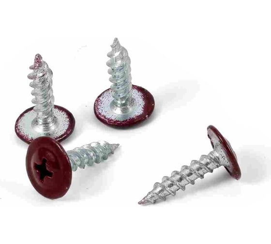 Изображение товара Саморез с пресс-шайбой КВАДРА крашеный, острый конец, 4.2x16, RAL 3005, кор. 1000 шт. 300516111000