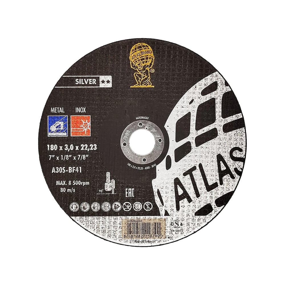 Диск отрезной по металлу INOX A30S-T41 180x3x22,23 мм ATLAS (Saint Gobain) SAMGRUPP ATL-019030180