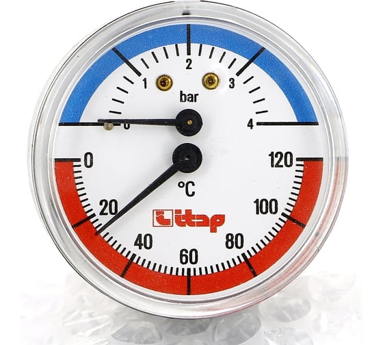 Изображение товара Термоманометр ITAP 1/2, 4 бар,120 градусов, осевое подключение 485