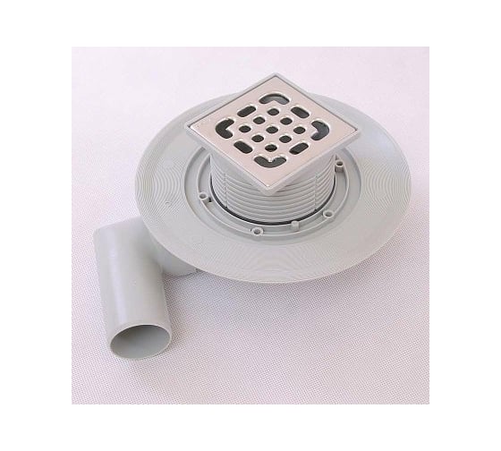 Изображение товара Проходной трап Viega 50 решетка 100х100 мм, шарнирный отвод 90, съемный гидрозатвор 557126