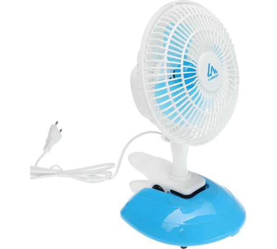Изображение товара Настольный вентилятор LUAZON LOF-04, 15 Вт, 15 см, 2 режима, пластик, бело-голубой 4021009