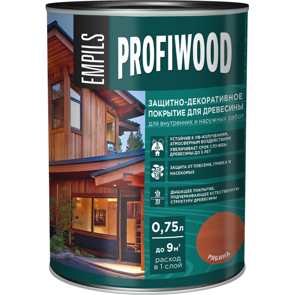 Изображение товара Защитно-декоративное покрытие PROFIWOOD рябина 0.75 л для древесины