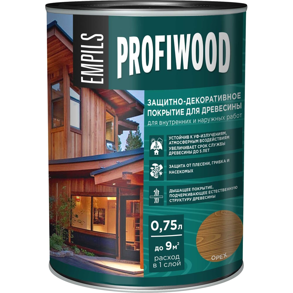 Изображение товара Защитно-декоративное покрытие для древесины PROFIWOOD 0.75 л