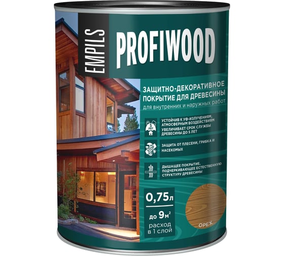 Изображение товара Защитно-декоративное покрытие для древесины PROFIWOOD (орех; 0.75 л; 0.7 кг) 72622