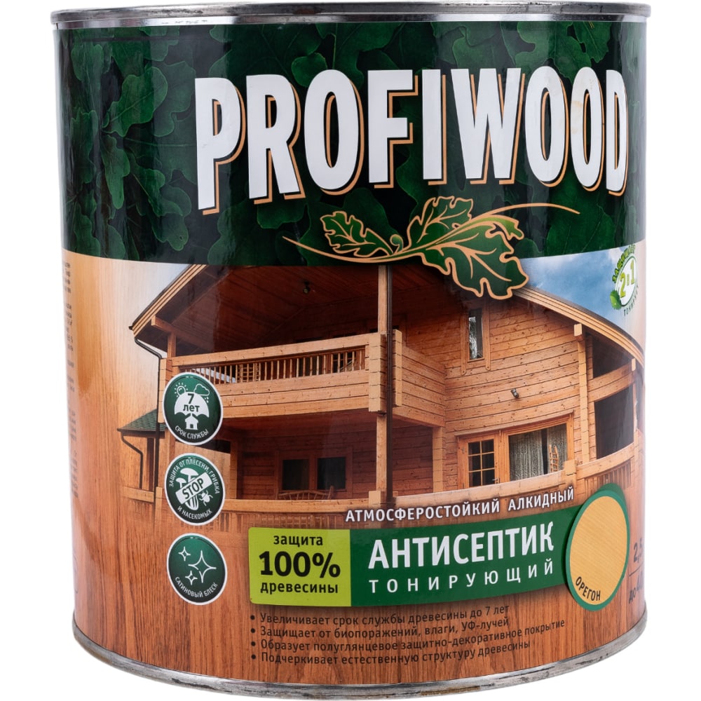 Тонирующий атмосферостойкий алкидный антисептик Profiwood антисептик для дерева для фасадных и внутренних работ safora