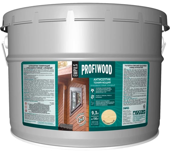Изображение товара Алкидный антисептик PROFIWOOD (тонирующий; атмосферостойкий; бесцветный; 9.3 л; 8 кг) 3884