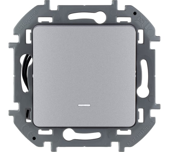 Изображение товара Выключатель Legrand одноклавишный с подсветкой/индикацией Legrand Inspiria 10А 250В безвинтовые зажимы алюминий 673612
