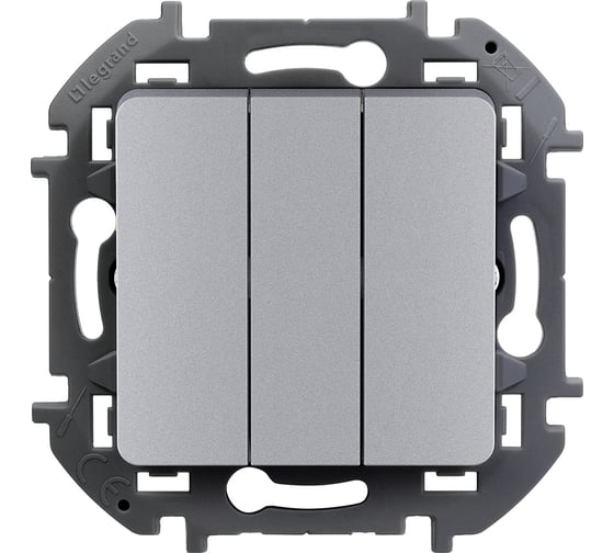 Изображение товара Выключатель Legrand трёхклавишный Legrand Inspiria 20А 250В винтовые зажимы алюминий 673642