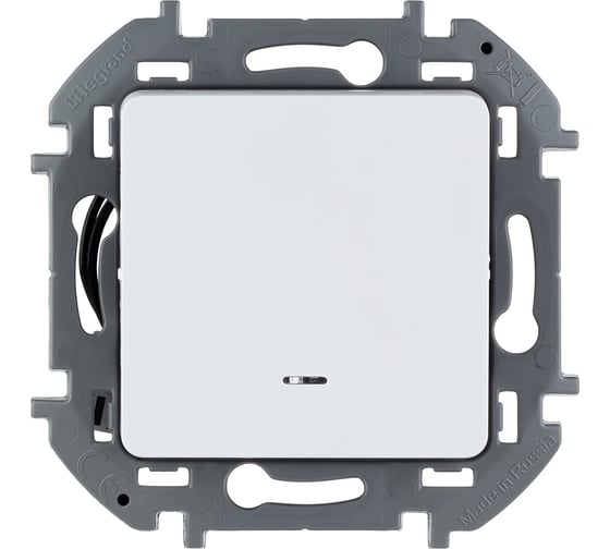 Изображение товара Переключатель Legrand одноклавишный с подсветкой/индикацией Legrand Inspiria 10А 250В безвинтовые зажимы белый 673660