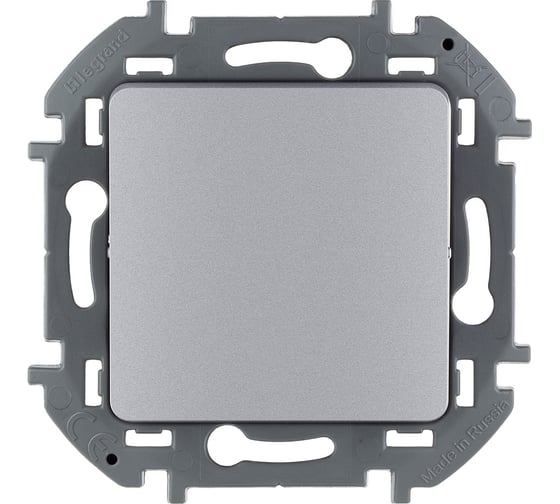 Изображение товара Выключатель Legrand кнопочный одноклавишный Legrand Inspiria с нормально-открытым контактом 6А 250В безвинтовые зажимы алюминий 673692