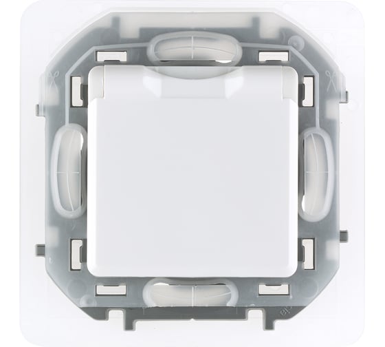 Изображение товара Розетка Legrand с заземлением IP44 Legrand Inspiria со шторками с защитной крышкой 16А 250В винтовые зажимы белый 673740