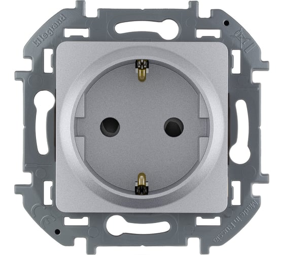 Изображение товара Розетка Legrand с заземлением Legrand Inspiria со шторками 16А 250В винтовые зажимы алюминий 673732