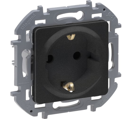 Изображение товара Розетка Legrand с заземлением Legrand Inspiria со шторками 16А 250В винтовые зажимы антрацит 673733