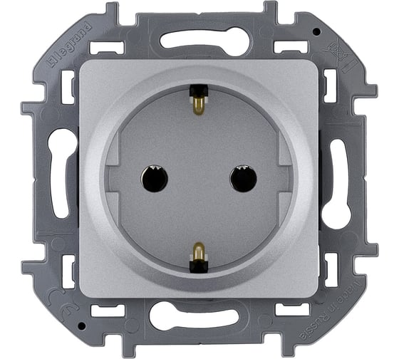Изображение товара Розетка Legrand с заземлением Legrand Inspiria без шторок 16А 250В винтовые зажимы алюминий 673722