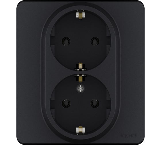 Изображение товара Розетка Legrand двойная с заземлением Legrand Inspiria без шторок в сборе 16А 250В винтовые зажимы антрацит 673753