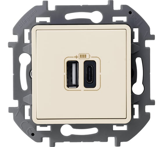 Изображение товара Зарядное устройство с двумя USB-разьемами Legrand A-C 240В/5В 3000мА INSPIRIA слоновая кость 673761