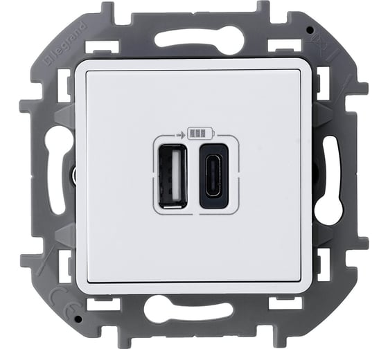 Изображение товара Зарядное устройство с двумя USB-разьемами Legrand A-C 240В/5В 3000мА - INSPIRIA - белый 673760