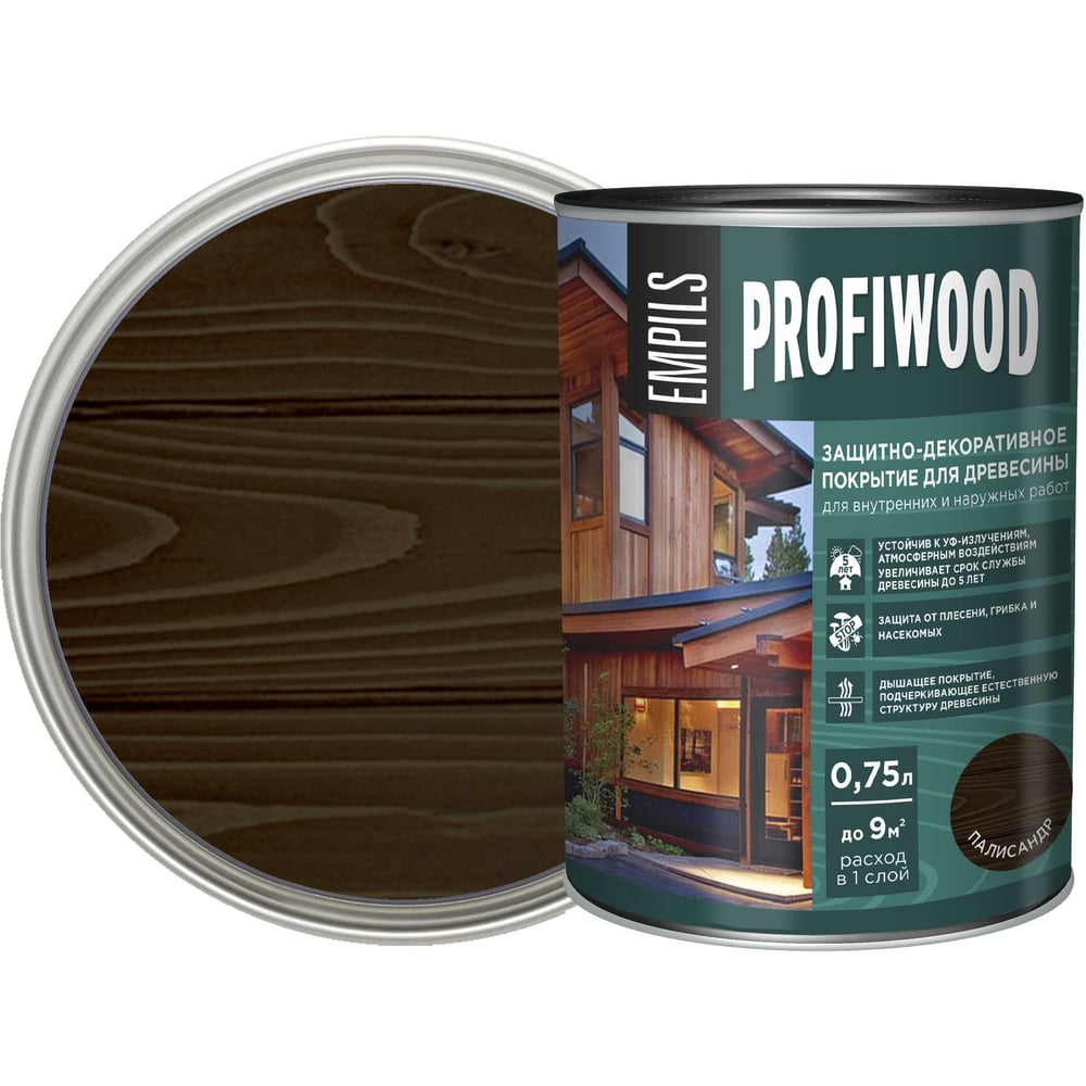 Изображение товара Покрытие PROFIWOOD палисандр 0. 75 л - декоративная защитно-декоративная пропитка для древесины пали