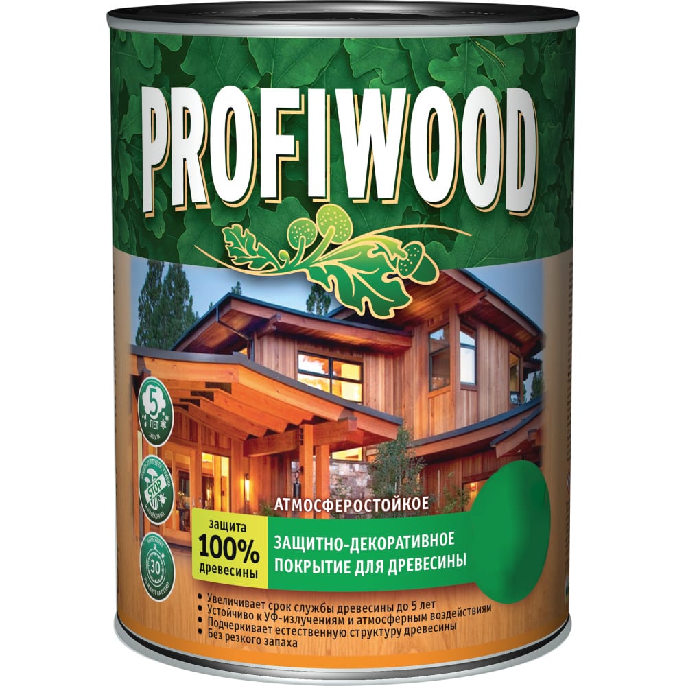 Защитно-декоративное покрытие для древесины Profiwood урьяж d s эмульсия 40мл