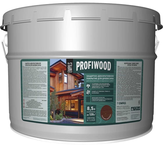 Изображение товара Защитно-декоративное покрытие для древесины PROFIWOOD (тик; 9 л; 8 кг) 75914