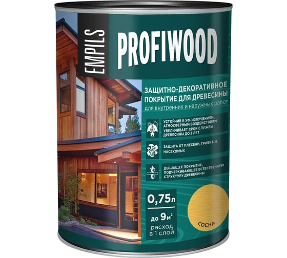 Изображение товара Защитно-декоративное покрытие для древесины PROFIWOOD (сосна; 0.75 л; 0.7 кг) 72619