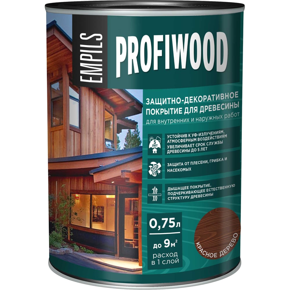 Изображение товара Защитно-декоративное покрытие PROFIWOOD красное дерево 0.75 л