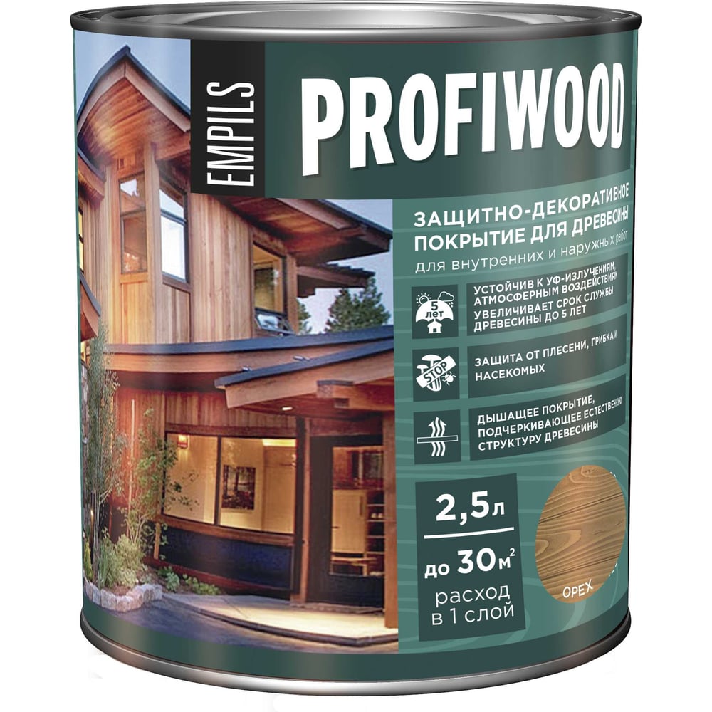Изображение товара Защитно-декоративное покрытие PROFIWOOD орех 2.5 л для древесины