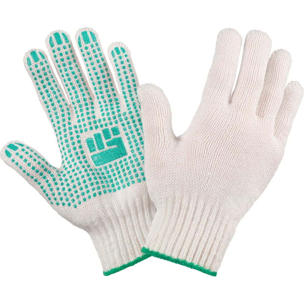 Купить Стандартные хлопчатобумажные перчатки Фабрика перчаток, 5-75-СТ-БЕЛ-(M), белый, хлопок, полиэфир, ПВХ