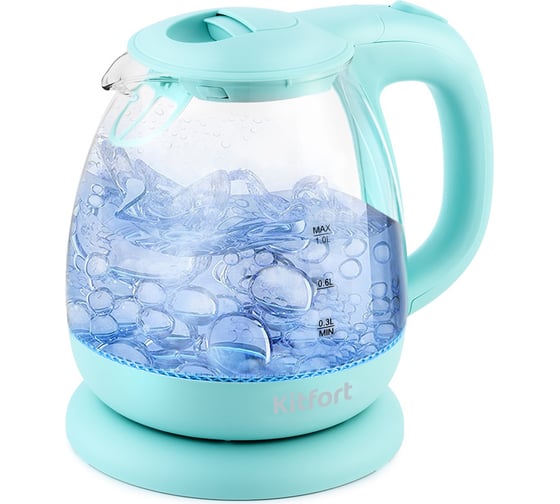 Изображение товара Чайник KITFORT мощность 900-1100 Вт емкость 1 л голубой КТ-653-1