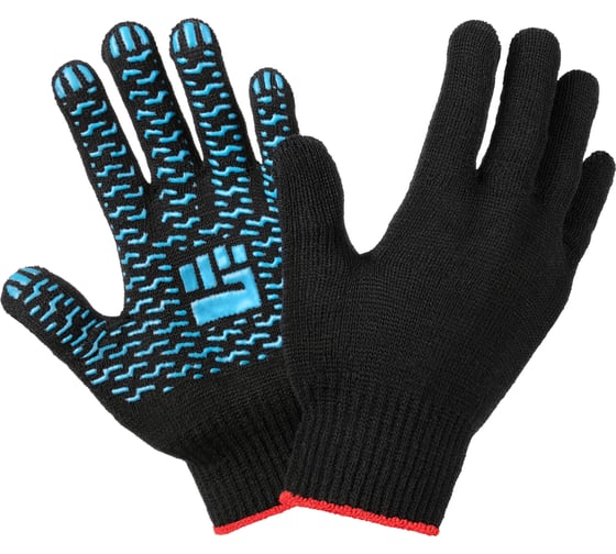 Изображение товара Плотные трикотажные перчатки Фабрика перчаток, с ПВХ, 10 класс, 6 нитей, черные, р.L 6-10-ПЛ-ЧЕР-(L)