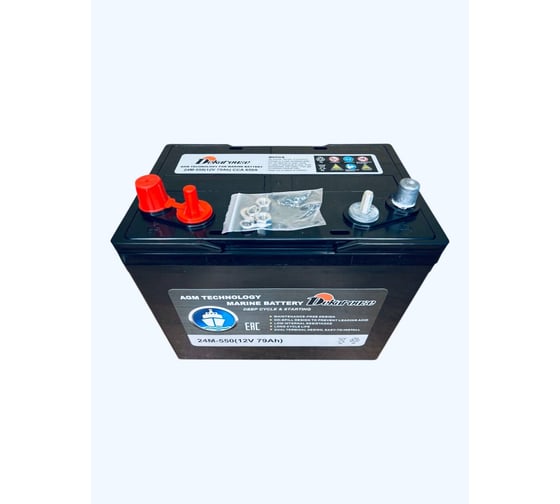 Изображение товара Аккумулятор морской тягово-стартовый Dekarouse AGM 79 Ач, 550 А, прямая полярность, 260x168x230 мм 24M-550