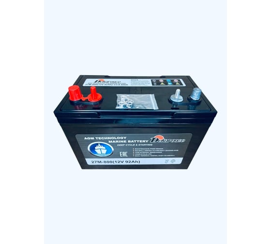 Изображение товара Аккумулятор морской тягово-стартовый Dekarouse AGM 92 Ач, 800 А, прямая полярность, 300x171x240 мм 27M-800