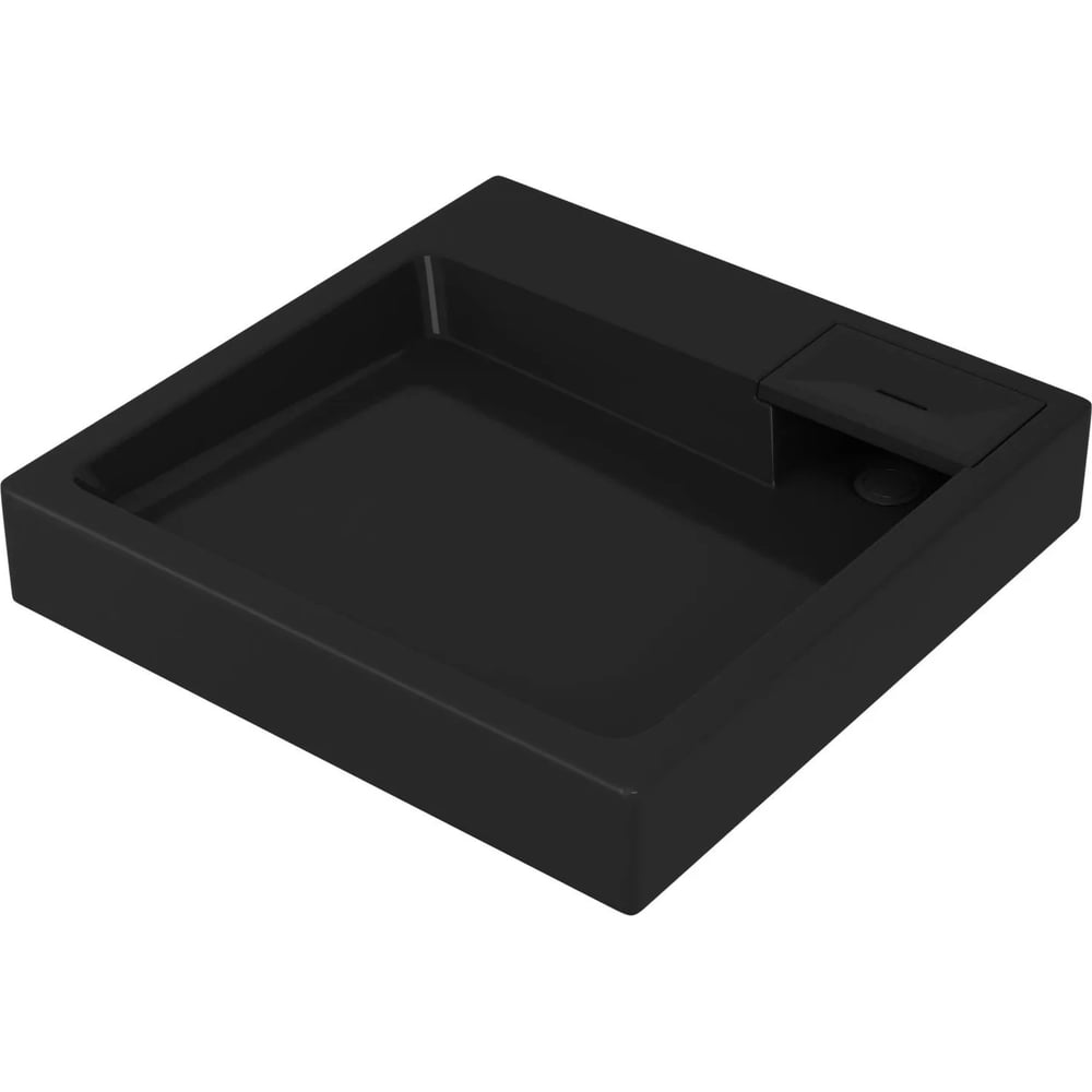 Раковина над стиральной машиной Bauedge BAU Stil 600x600 мм, литьевой мрамор, с кронштейнами и сифоном, антрацит MY2007B