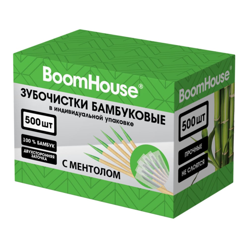 Изображение товара Зубочистки с МЕНТОЛОМ бамбуковые BOOMHOUSE 500 шт. в индивидуальной упаковке, , 701952 Изображение товара Зубочистки с МЕНТОЛОМ бамбуковые BOOMHOUSE 500 шт. в индивидуальной упаковке, , 701952