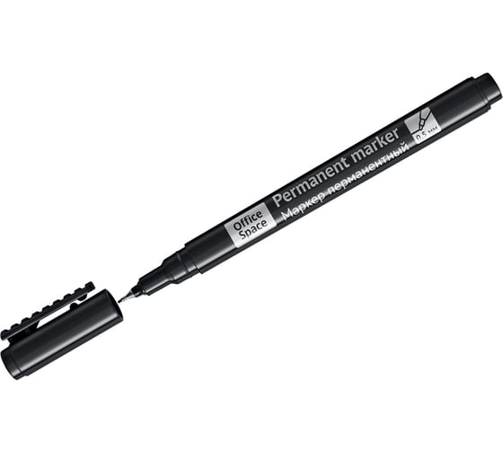 Изображение товара Перманентный маркер OfficeSpace черный, тонкий металл. наконечник, 0,5 мм 270905