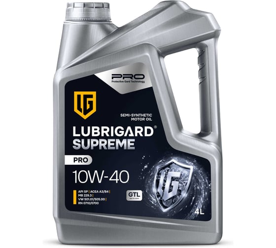 Изображение товара Моторное масло LUBRIGARD SUPREME PRO 10W-40 для бензиновых двигателей 4x4 л LGPSPM1040SNCH16
