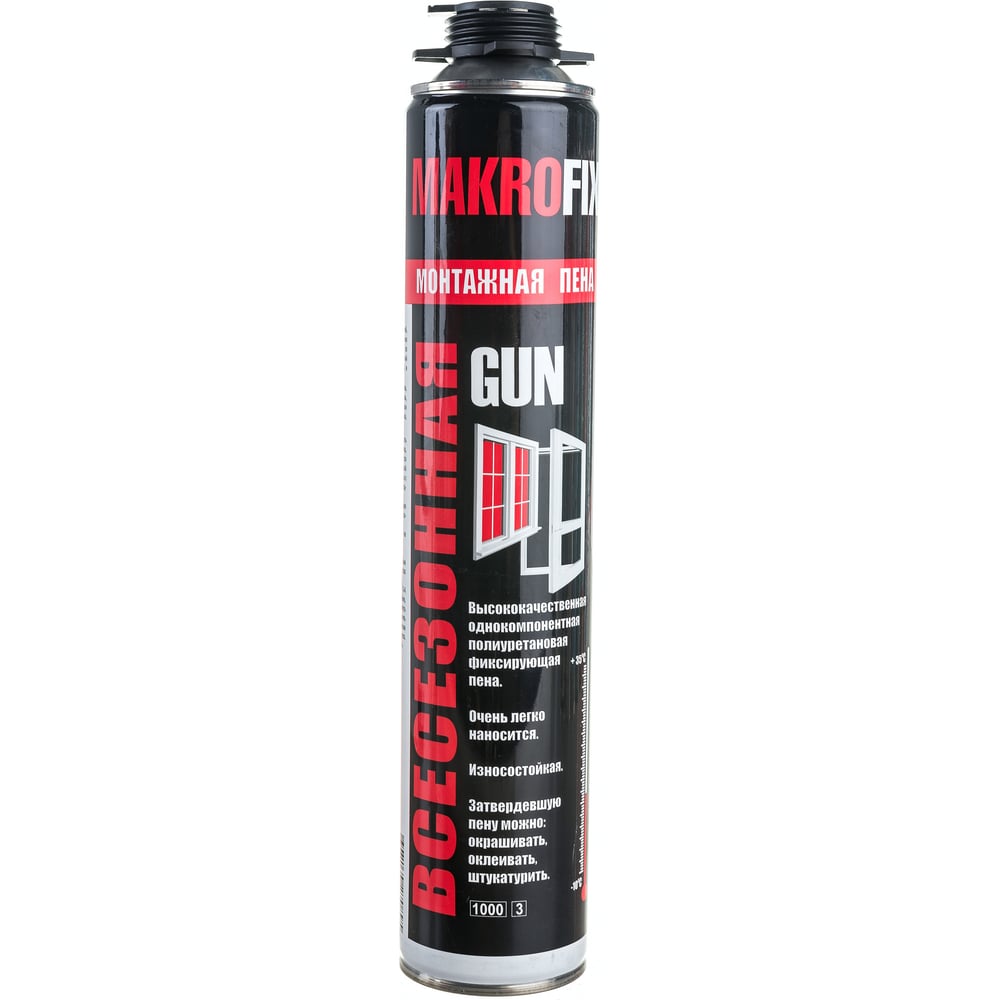 Пена монтажная полиуретановая 45 профессиональная всесезонная MAKROFIX 750 гр с пистолетом 2103Р-640Са